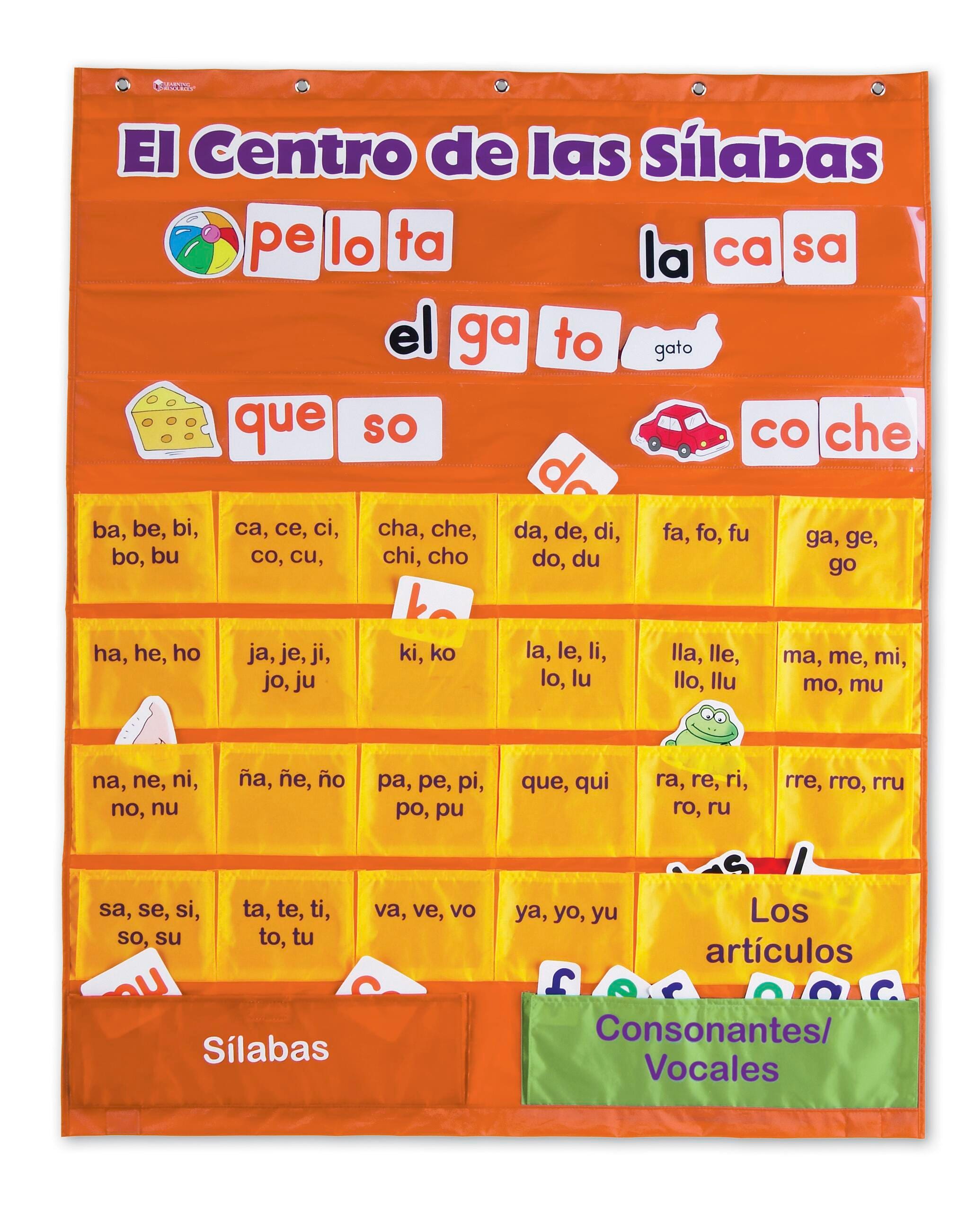 Learning Resources Spanish Syllables Pocket Chart With Cards, 28 x 38-1/2 Inches 090656